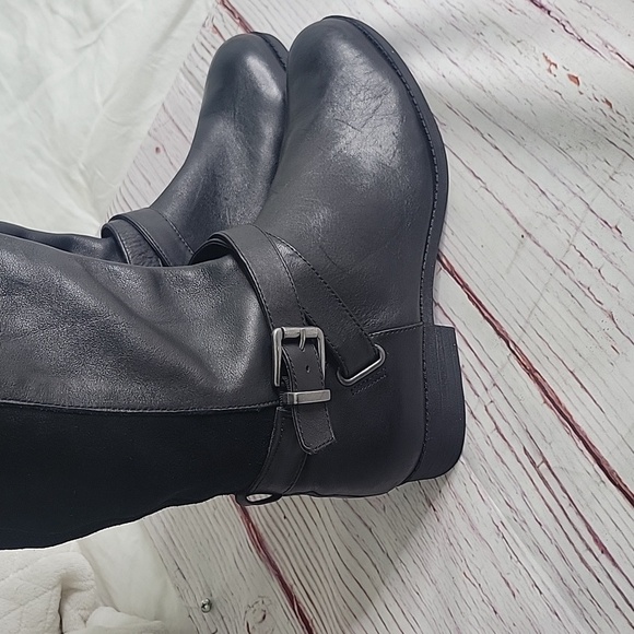 SOLE SOCIETY Black Leather and Suede Tall Boots Size 11 - Picture 4 of 11